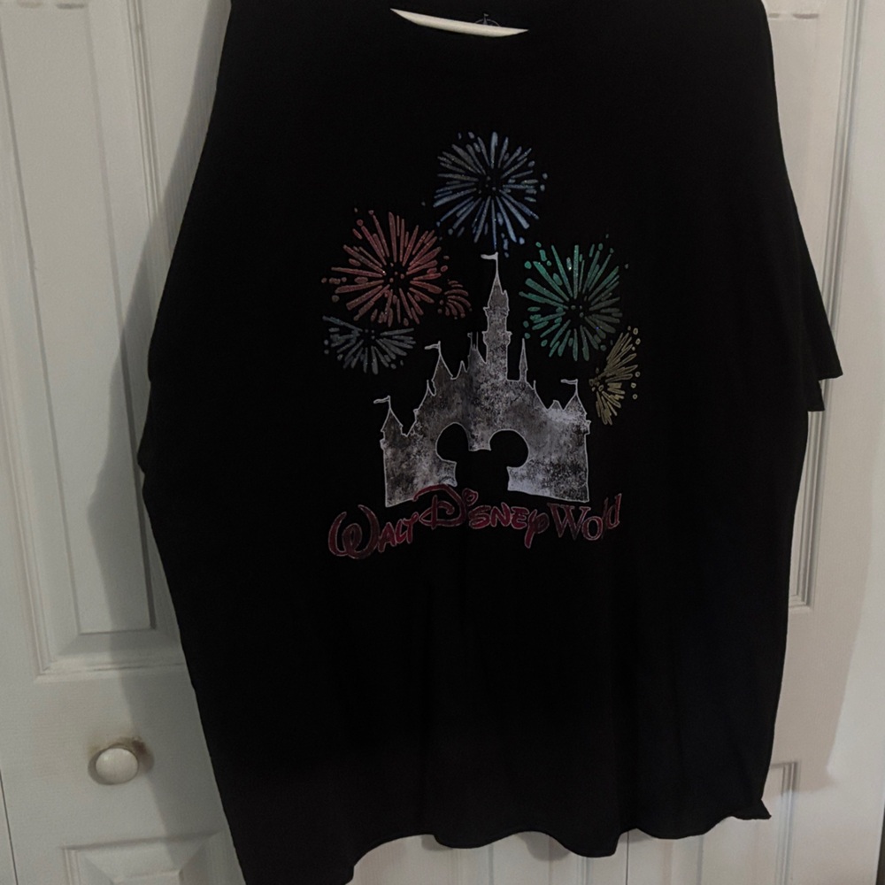 Disney Black Tee with Colorful Fireworks